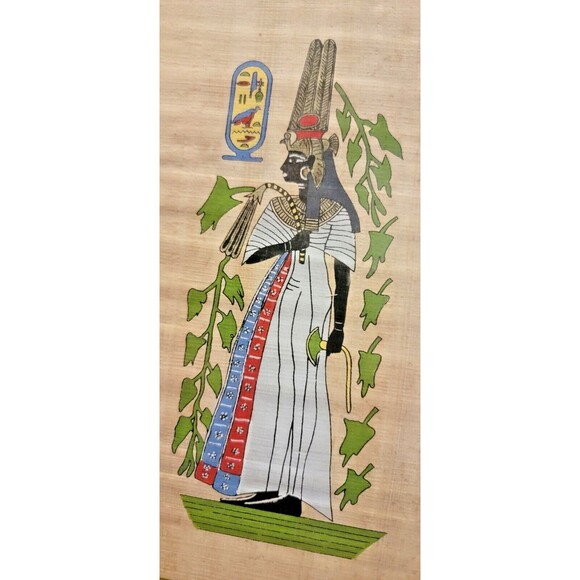 Egyptian Papyrus Painting ,Queen Nefertari Ahmose, the Papyrus Institute, Egypt - Picture 6 of 16